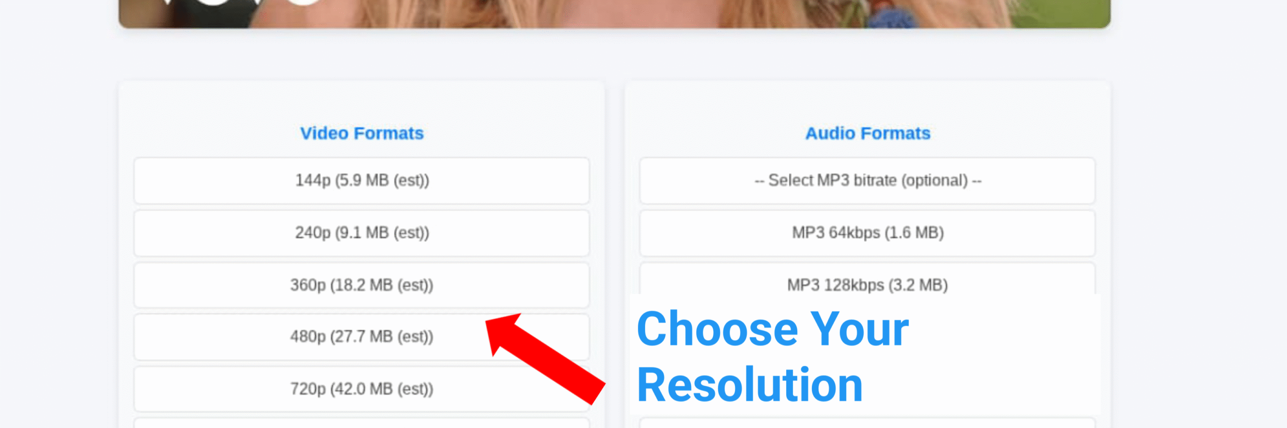 Step 3 - Choose your video format